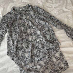 Black and White Button-Up Blouse